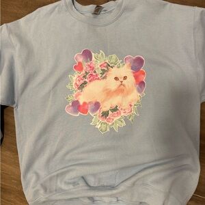 Cat Graphic Crewneck Sweatshirt – Gildan – Size XL